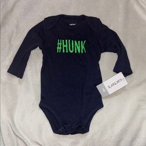 Carter's Navy Blue #HUNK Baby Long Sleeve Onesie